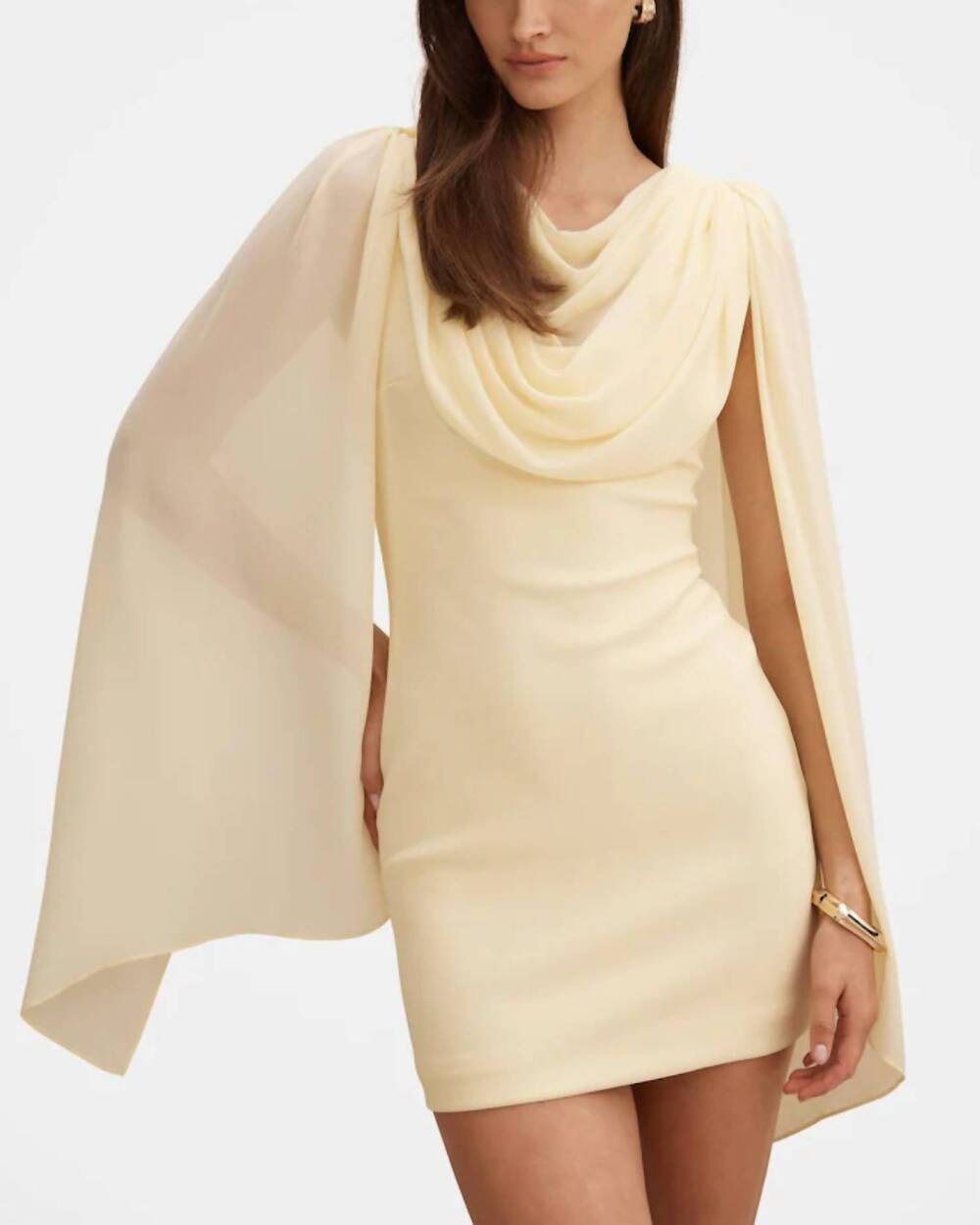NEW ENTRO scarf detail satin mini dress in yellow